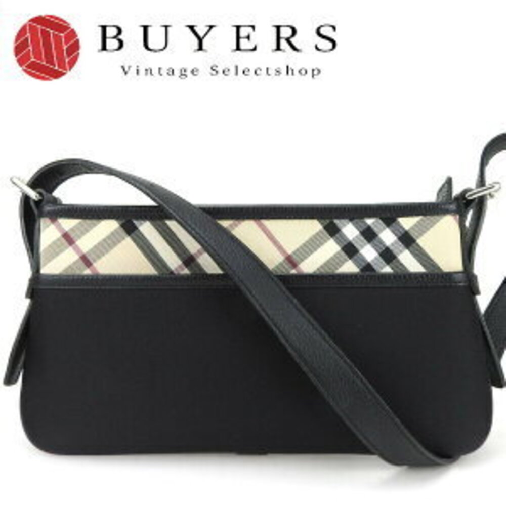 Burberry Shoulder Bag Canvas Leather Beige Black Nova Check One Shoulder